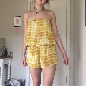 Honey Punch yellow tie dye romper